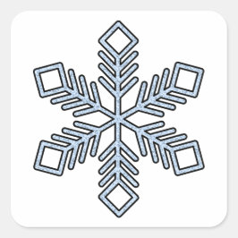 Glitter-Schneeflocke - Babyblaue Äste Quadratischer Aufkleber