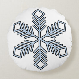 Glitter-Schneeflocke - Babyblaue Äste Rundes Kissen