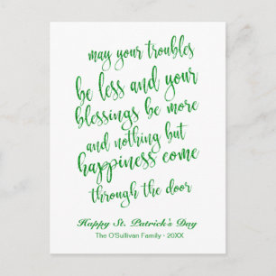 Glitter Schrift Irischer Segen St. Patrick's Day Postkarte