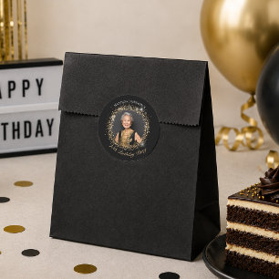 Glitter Schwarz Gold 70. Geburtstagsfeier Runder Aufkleber