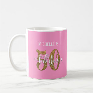 Glitter & Script 50 & Fabulous Über Rosa Kaffeetasse