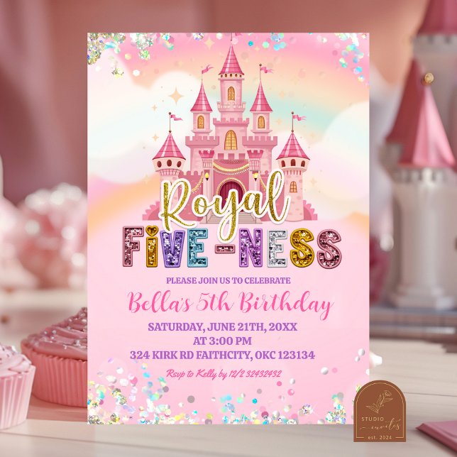 Glitter Sequin Royal fiveness birthday Einladung (Von Creator hochgeladen)