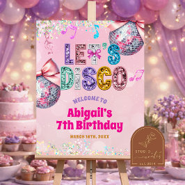 Glitter Sequins Disco Birthday Party Welcome Sign Poster