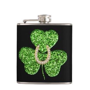 Glitter Shamrock und Hufeisen-Flasche Flachmann