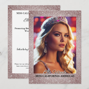 Glitter Shine Pageant Autogrammkarten QR-Code Einladung