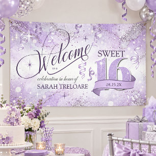 Glitter & Shine Sweet 16 Willkommen Violett ID1333 Banner