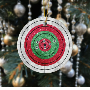 Glitter Shooting Target Gun Shooter Christmas Keramik Ornament