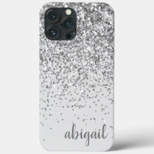 Glitter Silber Elegantes Modernes Monogramm Name Case-Mate iPhone Hülle