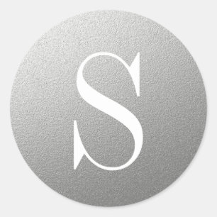 Glitter Silber Monogramm Initiale Runder Aufkleber