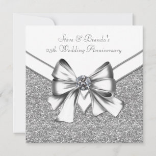 Glitter Silver 25. Hochzeitstag-Party Einladung