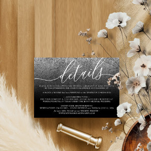 Glitter Silver Hochzeitsunterkünfte Details RSVP Karte