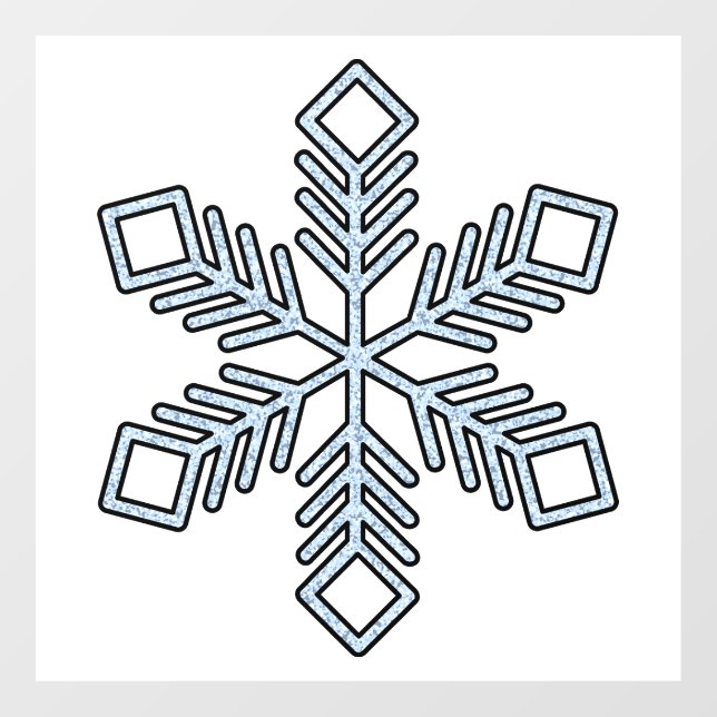 Glitter Snowflake - Baby Blue Branches Fensteraufkleber (Blatt)