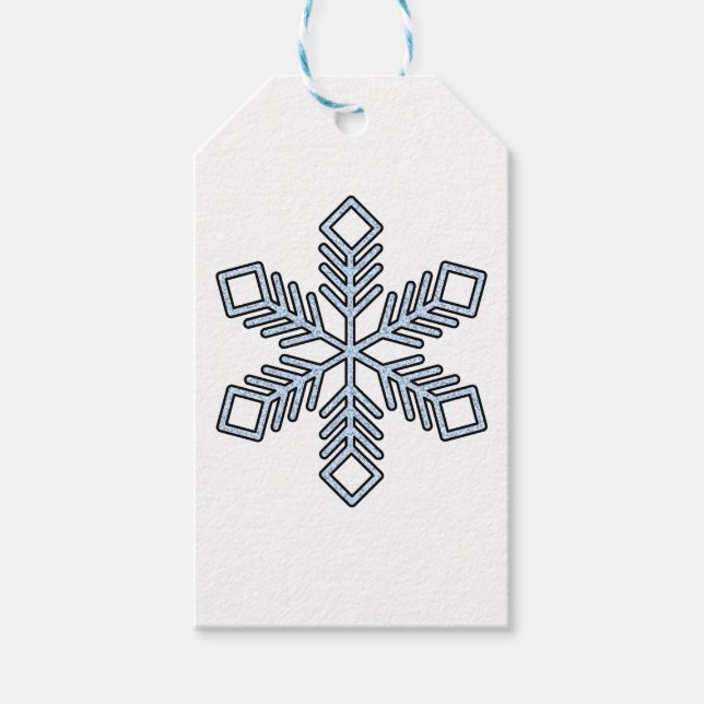 Glitter Snowflake - Baby Blue Branches Geschenkanhänger (Vorderseite)