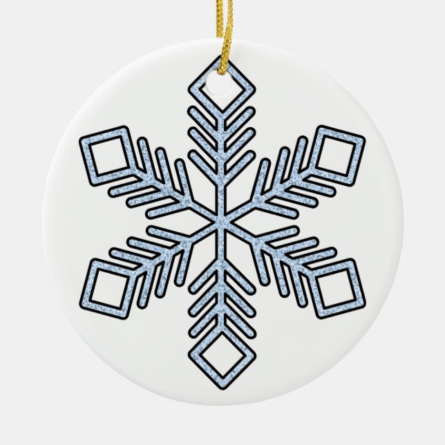 Glitter Snowflake - Baby Blue Branches Keramik Ornament (Vorne)