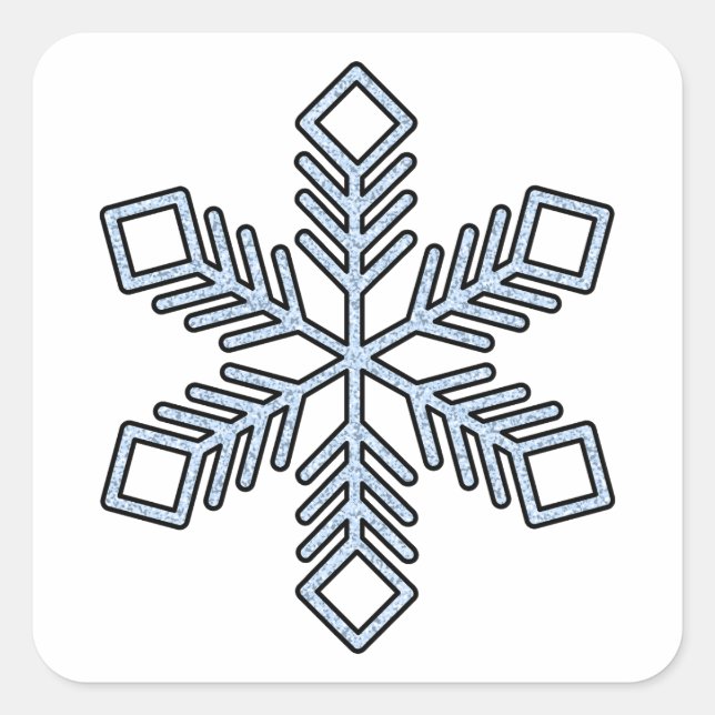 Glitter Snowflake - Baby Blue Branches Quadratischer Aufkleber (Vorderseite)