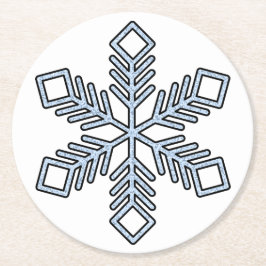 Glitter Snowflake - Baby Blue Branches Runder Pappuntersetzer