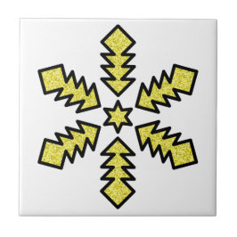 Glitter Snowflake - Yellow Star Fliese