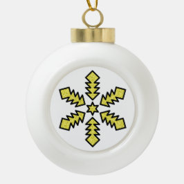 Glitter Snowflake - Yellow Star Keramik Kugel-Ornament