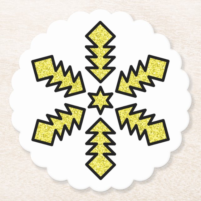 Glitter Snowflake - Yellow Star Untersetzer (Vorderseite)