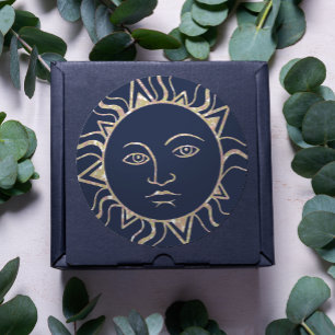 Glitter-Sonne-Magie-Navyblau-kühle-vintage-himmlis Runder Aufkleber