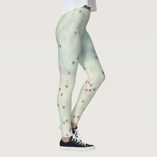 Glitter stars on marbled watercolor leggings (Rechts)