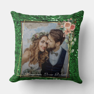 Glitter Stylist Fashion Sequin Green Teal Aquatic  Kissen