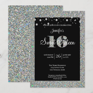Glitter Sweet 16 Geburtstagseinladung Einladung