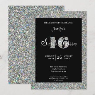 Glitter Sweet 16 Geburtstagseinladung Einladung