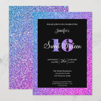 Glitter Sweet 16 Geburtstagseinladung Einladung