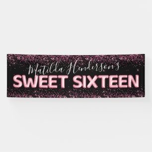 Glitter Sweet Sixteen 16. Geburtstagsbanner Banner