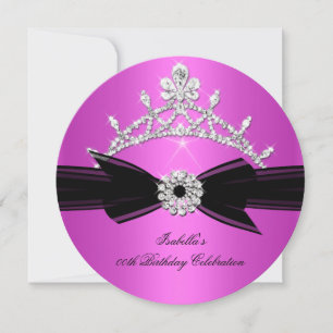 Glitter-Tiara Hot Pink Diamant-Bogen Geburtstag 2 Einladung