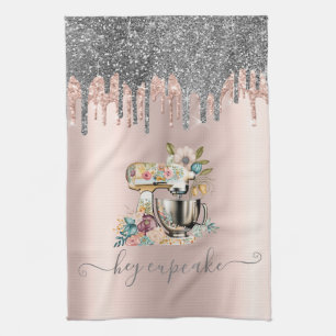 Glitter-Tropfen-Blumen-Mixer Roségold  Geschirrtuch