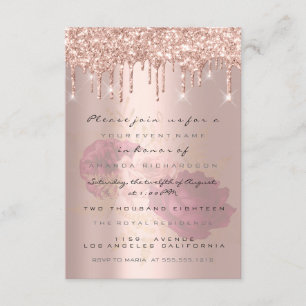 Glitter Tropfen Rosen Gold Braut Sweet 16. Marsal Einladung