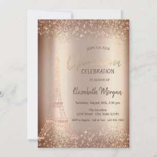 Glitter-Turm-Konfetti Quinceañera Einladung
