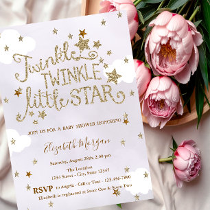 Glitter Twinkle Little Star Lavendel-Baby-Party Einladung