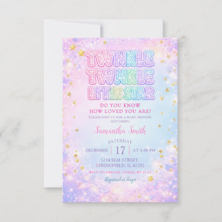 Glitter Twinkle Twinkle Little Star Baby Shower Einladung