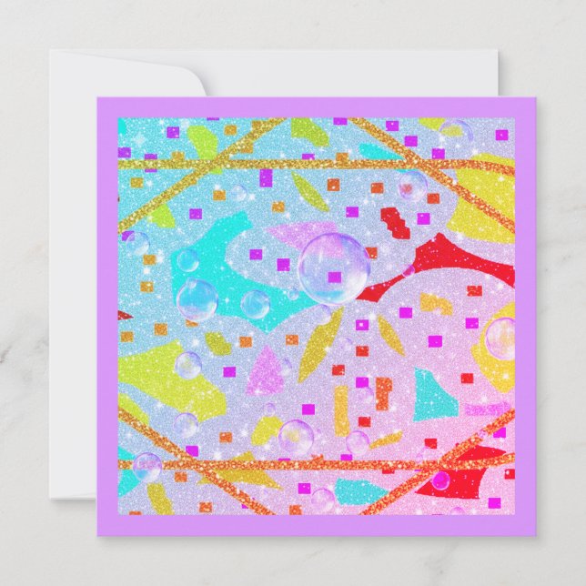 GLITTER- UND BLASENDESIGN PASTELL KUNST SAVE THE DATE (Vorderseite)