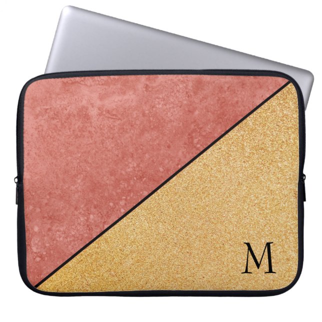 Glitter und Marmor Laptopschutzhülle (Vorderseite)