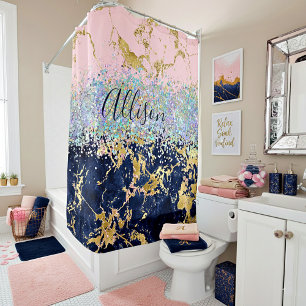 Glitter und Marmor personalisiert Duschvorhang