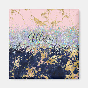 Glitter und Marmor personalisiert  Magnet