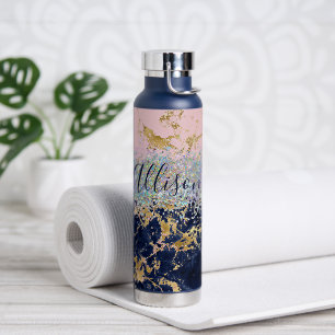 Glitter und Marmor personalisiert Trinkflasche