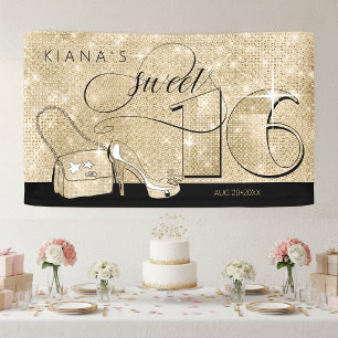 Glitter und Shine Sweet 16 Schwarz/Gold Hor ID675 Banner