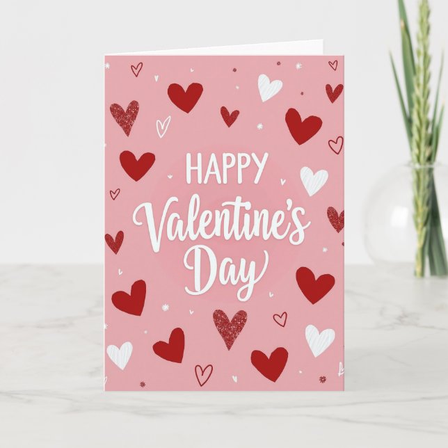 Glitter Valentine Hearts Day Card Karte (Vorderseite)