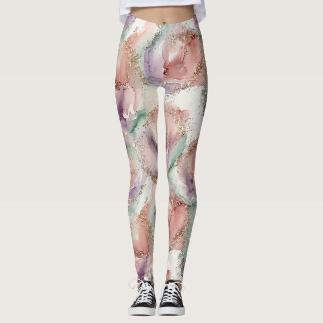 Glitter Watercolor Pattern – Soft Painted Sparkle  Leggings (Vorderseite)