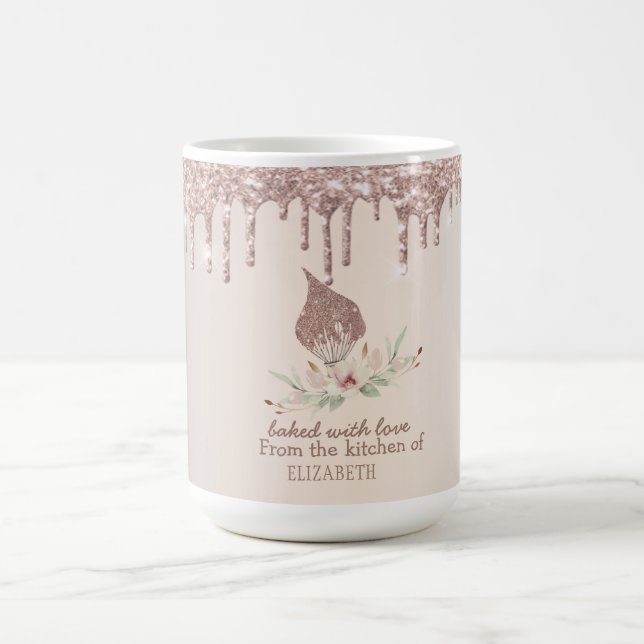 Glitter Whisk Rose Gold Glitter Drips Bakery    Kaffeetasse (Mittel)