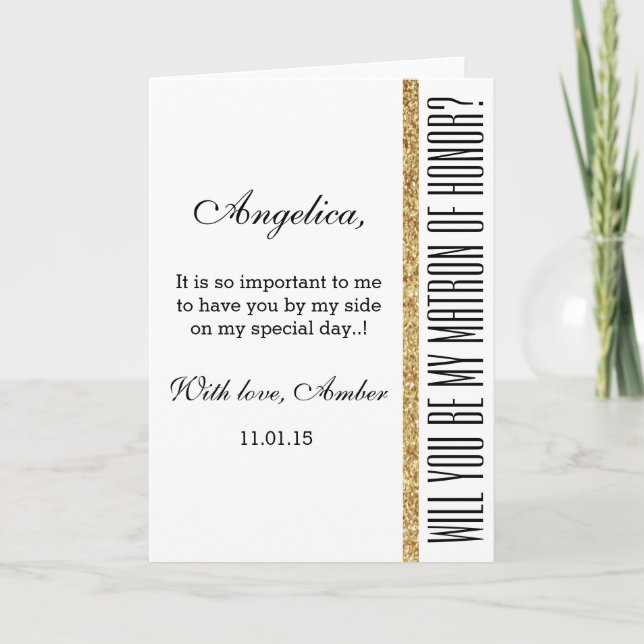 Glitter Will You Be My Matron of Honor Einladung (Vorderseite)