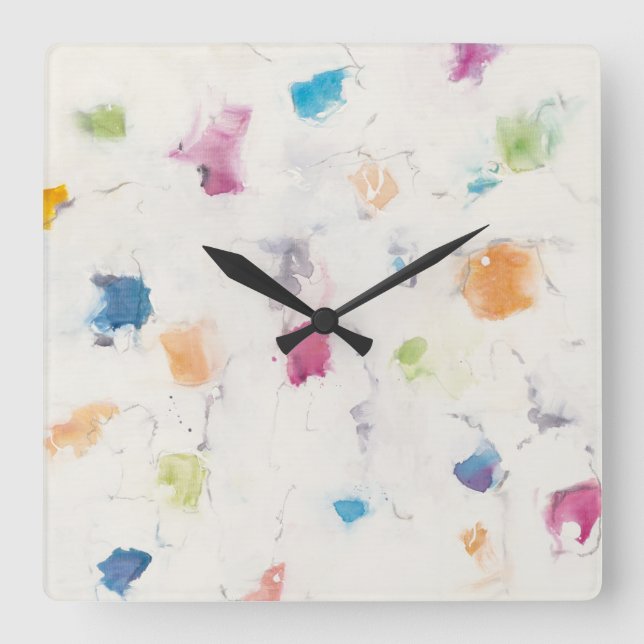 Glitterati I Abstract Print | Mike Schick Quadratische Wanduhr (Vorderseite)