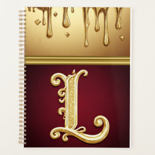 Glitterbuchstabe L Monogramm mit tröpfelnder Flüss Planer