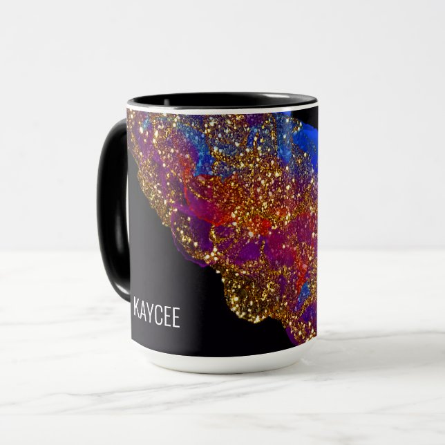 Glittered Alcohol Ink Tasse (Vorderseite Links)