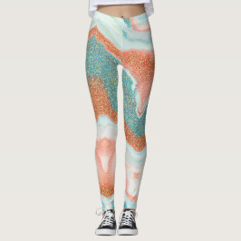 Glittered Marble | Aquamarin Green Blue, Sandstone Leggings